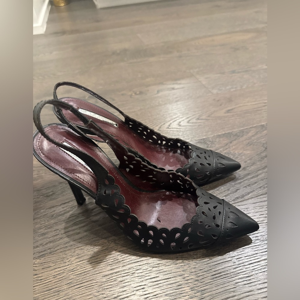 BCBG Black Cutout Slingback Heels